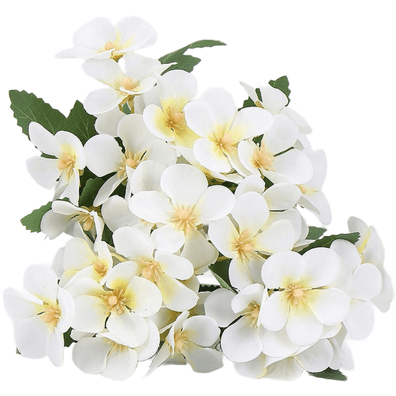 Wofarmy Artificial Silk Begonia Flowers Bouquet Branches 35 Blooms for Home Wedding White