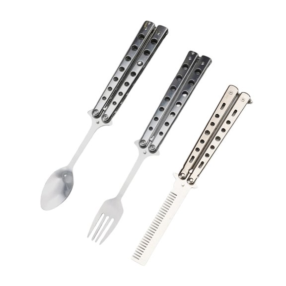 Wofarmy Butterfly Fork Spoon Camping Cutlery Set for Camping Hunting Travel Outdoor Spoon+Fork+Comb