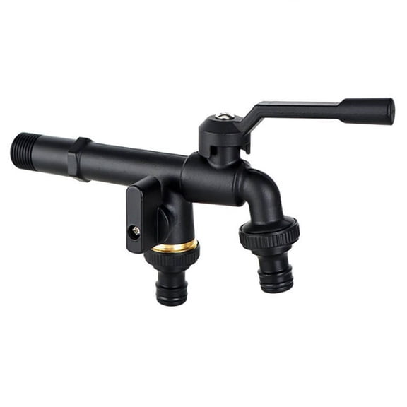Wofarmy Copper Faucet Double Head Faucet 1 2 Inch Interface High Flow Rate Integrated Ball Valve Leak-Proof Seal for Garden