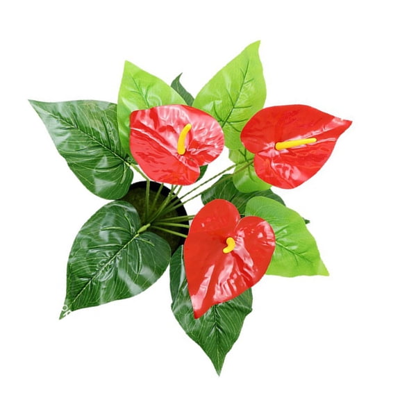 Wofarmy Fake Red Palm Flower 32cm or 50cm Tall Plastic Stem for Indoor Outdoor Use 12-Head