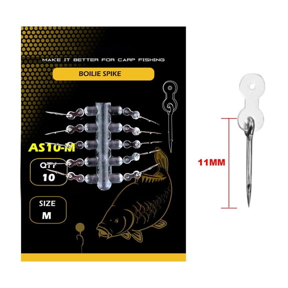 Wofarmy Fishing Bait Spike Set 10Pcs Carp Boilie Barbs with Silicone Rig Feeder 11mm