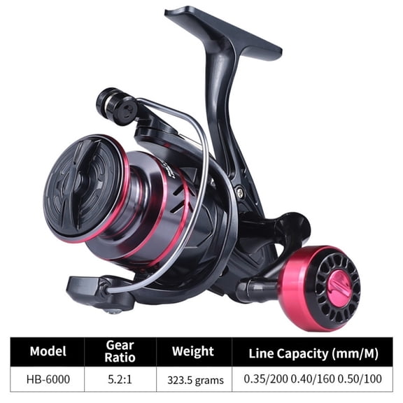 Wofarmy Long Cast Reel Heavy-Duty Reel Fast Line Retrieval Heavy-Duty Fixed Spool H-6000