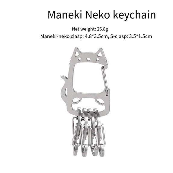 Wofarmy Lucky Cat Keychain 304 Stainless Steel Construction Multi-Functional Use A