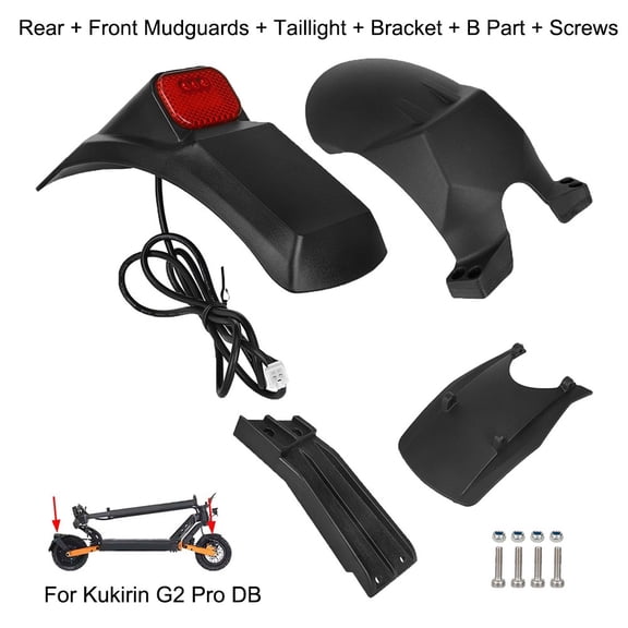 Wofarmy Mudguard & Tail Light Kit for Kukirin G2 Pro DB 2024 with Mounting Hardware Mudguard Set
