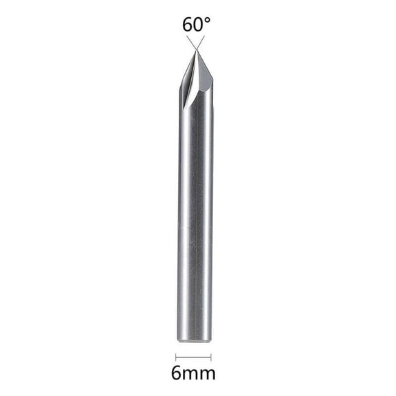 Wofarmy Practical Useful End Mills V Slot Bit Cutter Equipment Milling Router 2 Flutes 6mm Shank Accessory Aluminium Copper 3/4"