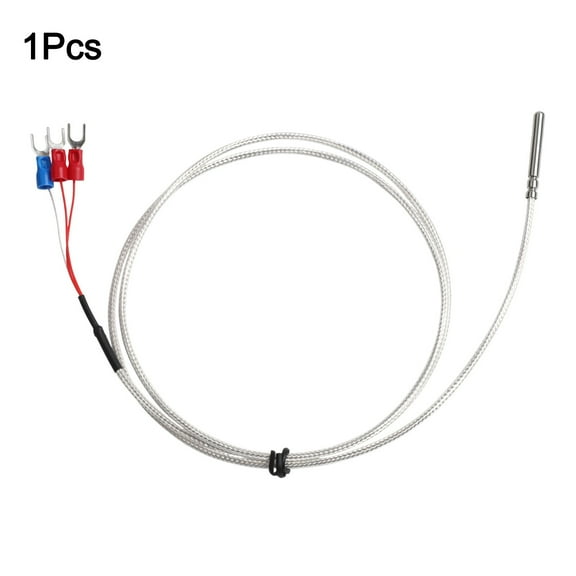 Wofarmy Pt100 Temperature Sensor ProbeWaterproof Stainless Steel Thermistor Three Wire 1Meter