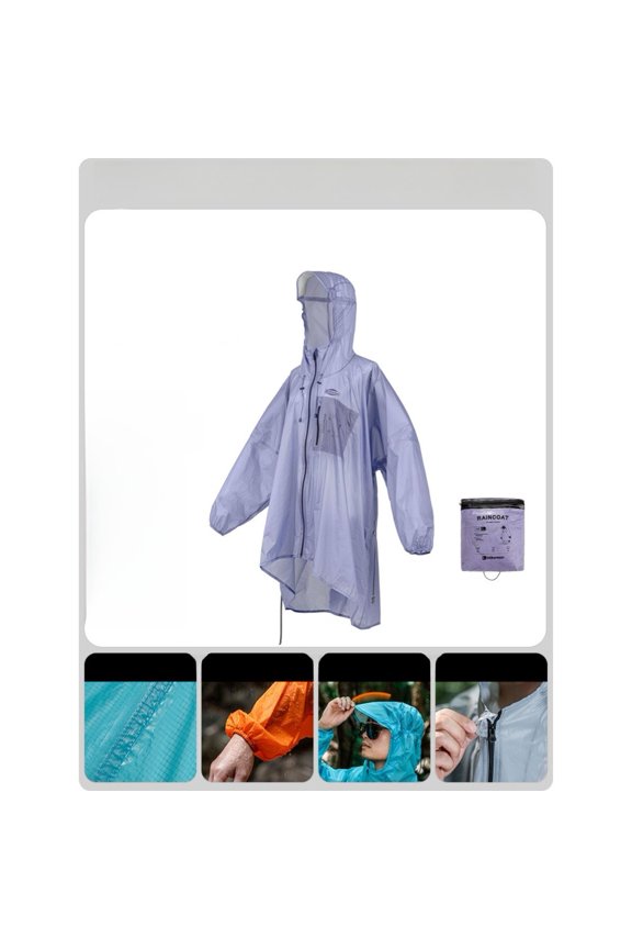 Pu5000 Outdoor Raincoat 15D Silicone-Coated Nylon Hiking Against Heavy Rain The Purple S