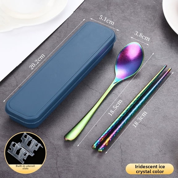 Wofarmy Pure Titanium Dining Set Spoon Fork Chopsticks for Backpacking Camping Use D E