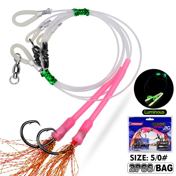 Wofarmy Pvc Luminous High Carbon Steel for Eagle Hook for Sea Fishing Bass Mackerel 5/0#
