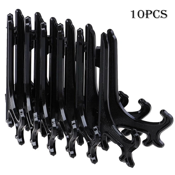 Wofarmy Set Of 10 Clear Plastic Easel Stands for Displaying Plates Bowls And Dinnerware Adjustable Hinges for Optimal Angle Support Black
