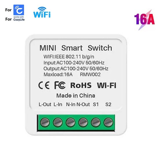 Wofarmy Smart Wifi Switch for Cozylife App 16A Two Way Timer Relay Remote Control