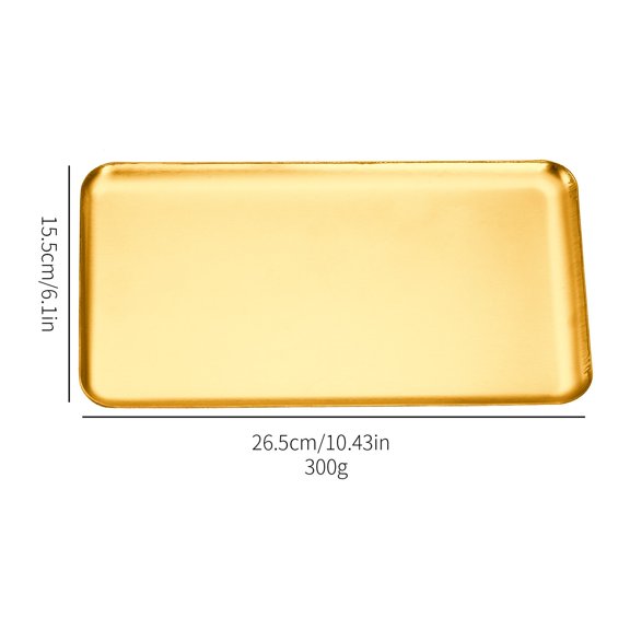 Wofarmy Stainless Steel Rectangular Tray 26.5 X 15.5 Cm for Home Backyard Catering Use Gold