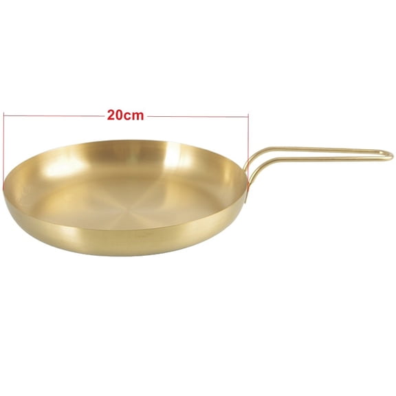 Wofarmy Stainless Steel Steak Plate Frying Pan Grill Tray Round Dish Cooking Pots 20cm Yellow