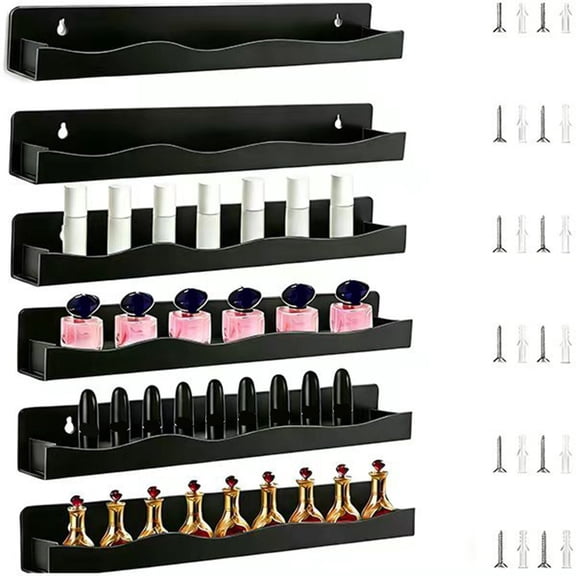 Wofarmy Transparent Wave for Acrylic Nail Polish Organizer - 6 Pack Wall-Mounted Cosmetic 6-Pack Black