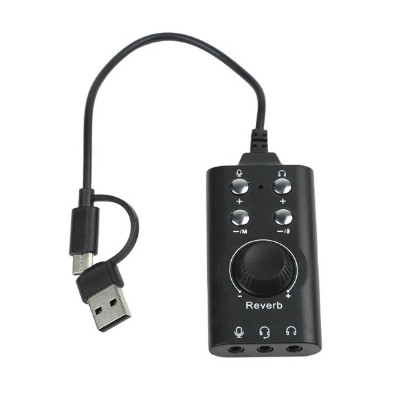 Wofarmy Usb/Usb C Sound Card with 7 1 Surround Sound for Desktops and Laptops Featuring Volume Control for Personalized Experience