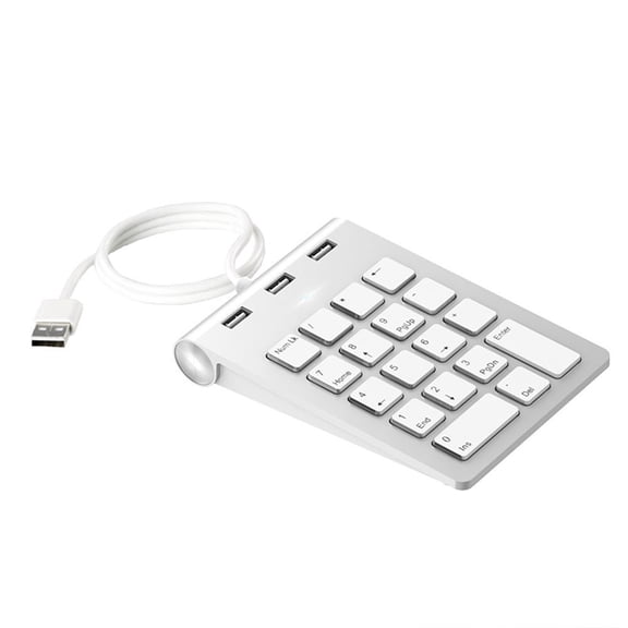 Wofarmy Usb Wired Keyboard with 3 Usb2.0 Ports and 18-Key Number Pad for Pclaptop