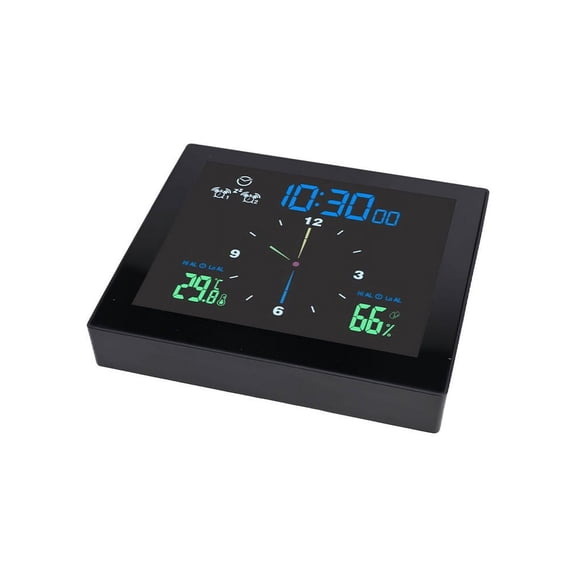 Wofarmy Waterproof Silent Electronic Wall Clock With Countdown Mode And Temperature Humidity Monitoring Easy Installation Black