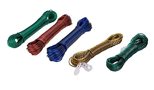 Cloth Covered Rope Wofier Multipurpose PVC Coated Steel Cloth Drying Rope Clothesline 20 ...