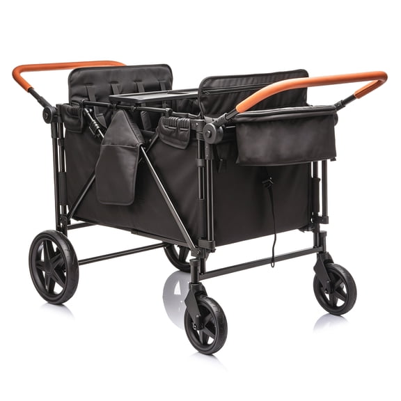 Wogan Stroller W/removble 4-Seater,Extra-Thick Support Bar & Higher 212 Load Capacity,Multi-Zone Storage,5-Point Harness,Dual Leather Handles,All-Terrain PU Wheels w/ Suspension & One-Step Brake