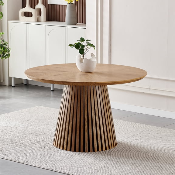 Wohh 47 Inch Round Dining Table Modern Kitchen Table MDF Wood Circle Dinner Table for 4 Family Gathering Space Saving Living Room Dining Room
