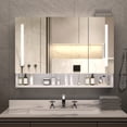 thumbnail image 1 of Wohh Medicine Cabinet Mirror with Anti-Fog, 39" Aluminum Bathroom Storage Cabinet LED , 3-Door Mirrored Cabinet with Adjustable Brightness, Multi-Level Storage Compartments, 1 of 9