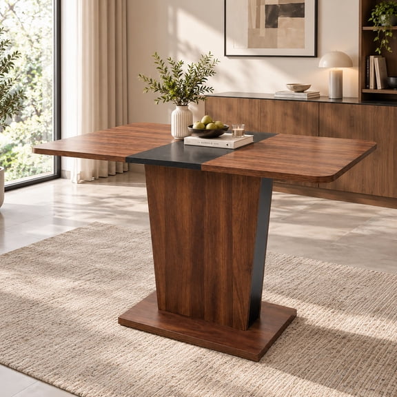 Wohh Modern Extendable Dining Table 43.31 to 57.09 Inch Rectangular Kitchen Table Space Saving for Small Apartment Breakfast Nook