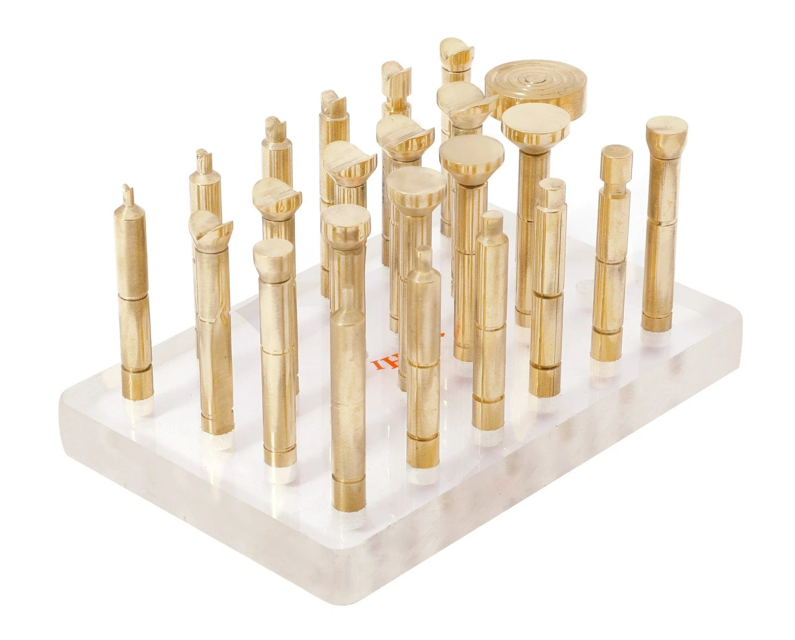 Wohi Innovations Gemstone Faceting DOP Combo – 22 Solid Brass Dopsticks (Flat & VEE Shaped) with 1 Target Dop | 6mm x 50mm | Lapidary Tool Set