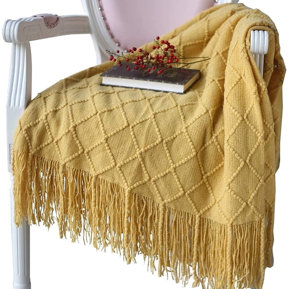 Wohndecke Weich Strick Wolldecke Quaste Kuscheldecke Sofadecke Schlafdecke Decke, Rosa, 125 x 210cm