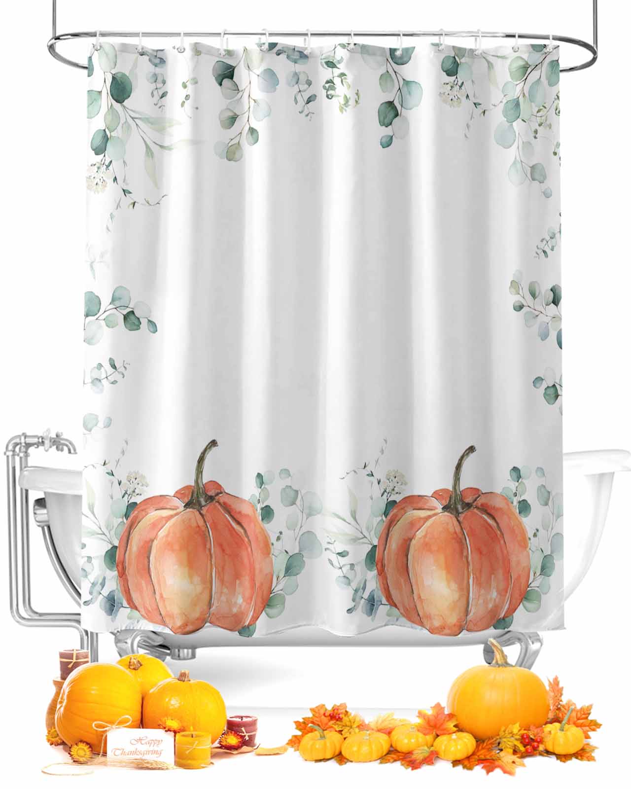 Wohnkutu Fall Thanksgiving Small Stall Shower Curtains Set with 10