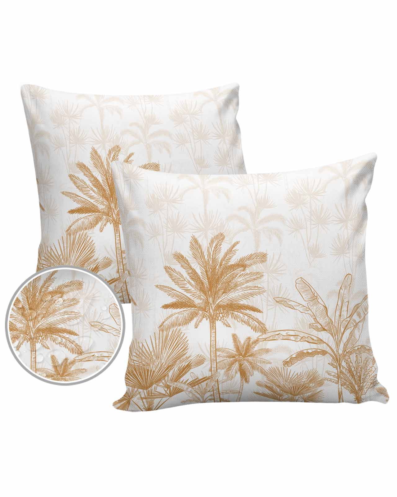 Wohnkutu Outdoor Waterproof Throw Pillow Covers, Brown Palm Trees