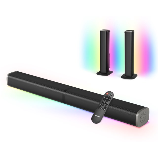 Wohome RGB Sound Bars for TV, Colorful LED Light Bar Speakers, 2.2ch 32
