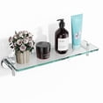 thumbnail image 1 of Woindo Bathroom Glass Shelf, Floating Tempered Glass Bathroom Wall Shelf Rectangle 16 Inch Shelves Brushed Nickel Bracket Mount Modern, 1 of 11