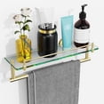 thumbnail image 1 of Woindo Bathroom Glass Shelf with Railing, Floating Tempered Glass Bathroom Wall Shelf Rectangle 16 Inch Over The Toilet Storage Cabinet, Gaming Floating Shelves, Bathroom Accessories and Home Decor, 1 of 11