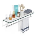 thumbnail image 1 of Woindo Bathroom Glass Shelf with Railing, Floating Tempered Glass Bathroom Wall Shelf Rectangle 20 Inch Over The Toilet Storage Cabinet, Gaming Floating Shelves, Bathroom Accessories and Home Decor, 1 of 14