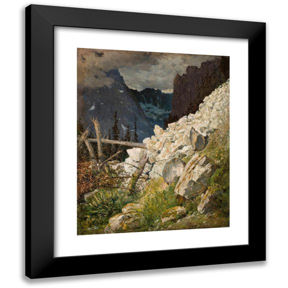 Wojciech Gerson 12x14 Black Modern Framed Museum Art Print Titled - Rockslide in the White Water Valley in the Tatra Mountains (1892)