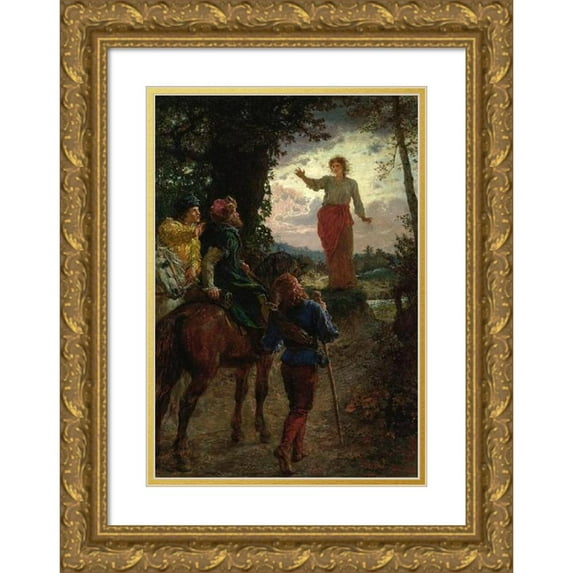 Wojciech Gerson 18x24 Gold Ornate Framed and Double Matted Museum Art Print Titled - Veit Stoss on the Way to Nuremberg (1882)