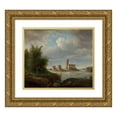 thumbnail image 1 of Wojciech Gerson 23x20 Gold Ornate Framed and Double Matted Museum Art Print Titled - Ruins of the Trakai Island Castle (1855), 1 of 4