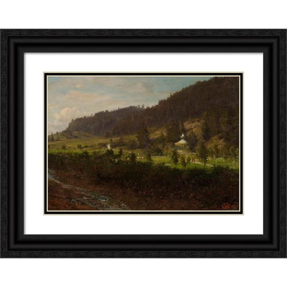 Wojciech Gerson 24x18 Black Ornate Framed Double Matted Museum Art Print Titled: Submontane Landscape (1882)