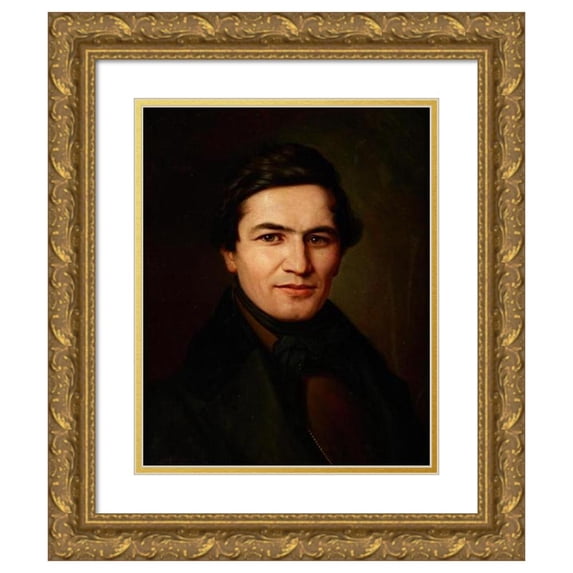 Wojciech Korneli Stattler 12x14 Gold Ornate Wood Frame and Double Matted Museum Art Print Titled - Portrait of a Man (1840)