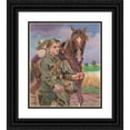 thumbnail image 1 of Wojciech Kossak 15x17 Black Ornate Wood Framed Double Matted Museum Art Print Titled - A Soldier with a Horse (1919), 1 of 5