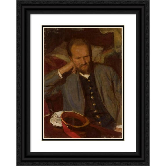 Wojciech Weiss 11x14 Black Ornate Wood Framed Double Matted Museum Art Print Titled: Portrait of Stanisław Florek, Railway Official (circa 1902)