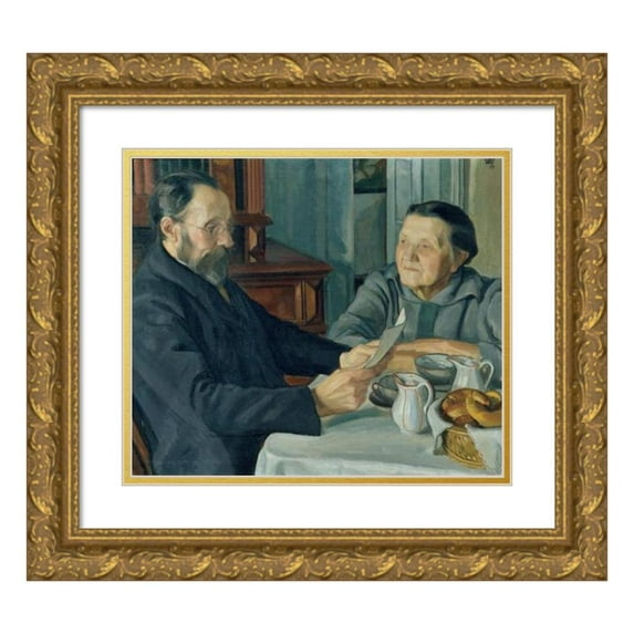 Wojciech Weiss 14x12 Gold Ornate Wood Frame and Double Matted Museum Art Print Titled - Parents of the Artist (1913)