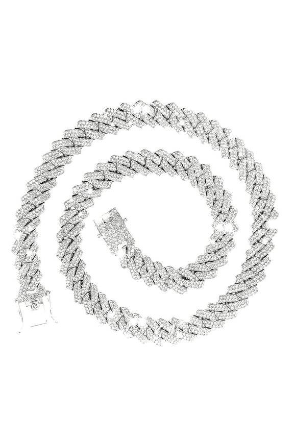 Cuban Chain Necklaces Silver/Gold Cuban Link Chains Mens Iced Out Bling Diamond Hop Jewelry For Women 18/20/24inch