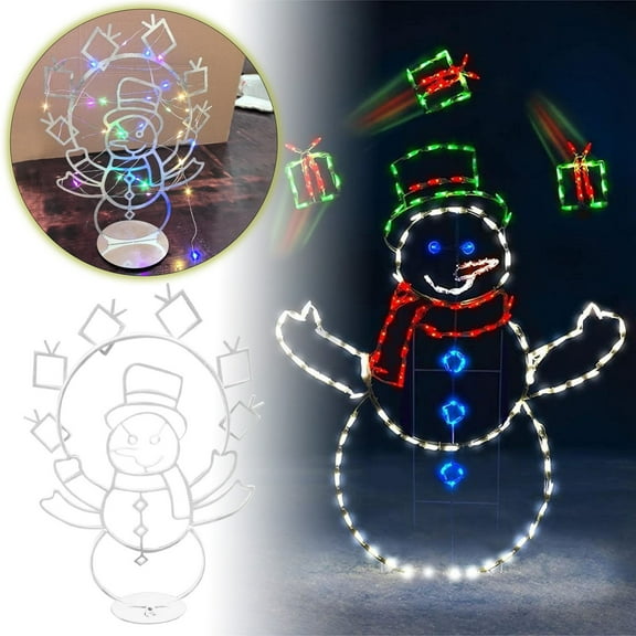 Wojeull Interesting Animated Snowball Fight Activity Light String Frame Decoration Indoor And Outdoor Animated Christmas Decoration Used For Glowing Snowman Courtyard