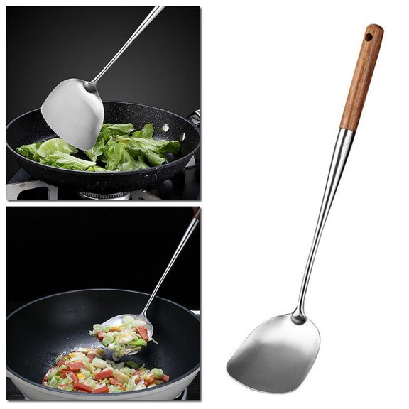 Wok Spatula And Ladle Tool Set, 17 Inches Spatula For Wok, Stainless Steel Wok Spatula