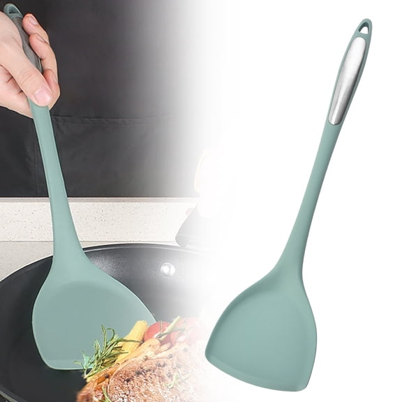 Wok Spatula, Silicone Wok Spatula Turner with Handle, Kitchen Utensil Cooking Shovel Scoop Ladle for Scooping, Flipping, Stirring, Durable Nonstick Cooking Spatula, 1 Pcs, 14.96 Inches
