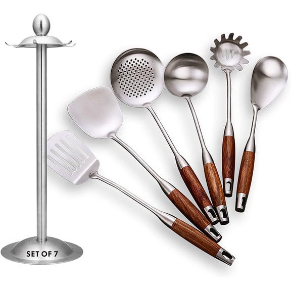 Wok Spatula Stainless Steel, Wide Metal Spatula with Hollow Long Handle Wok Utensils,Silver/14.7Inch