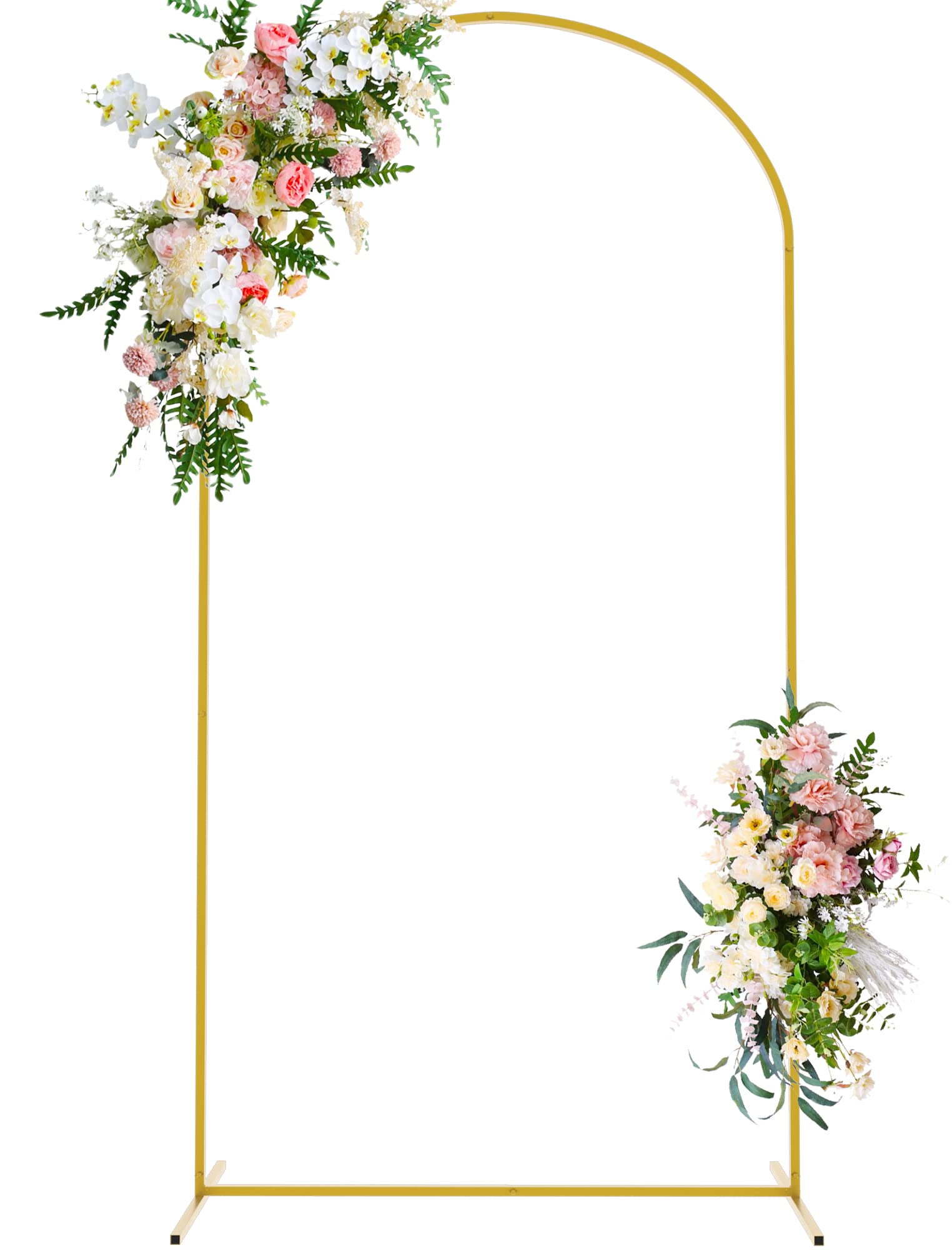Wokceer 7.2 FT Wedding Arch Backdrop Stand, Square Gold Metal Arch for ...