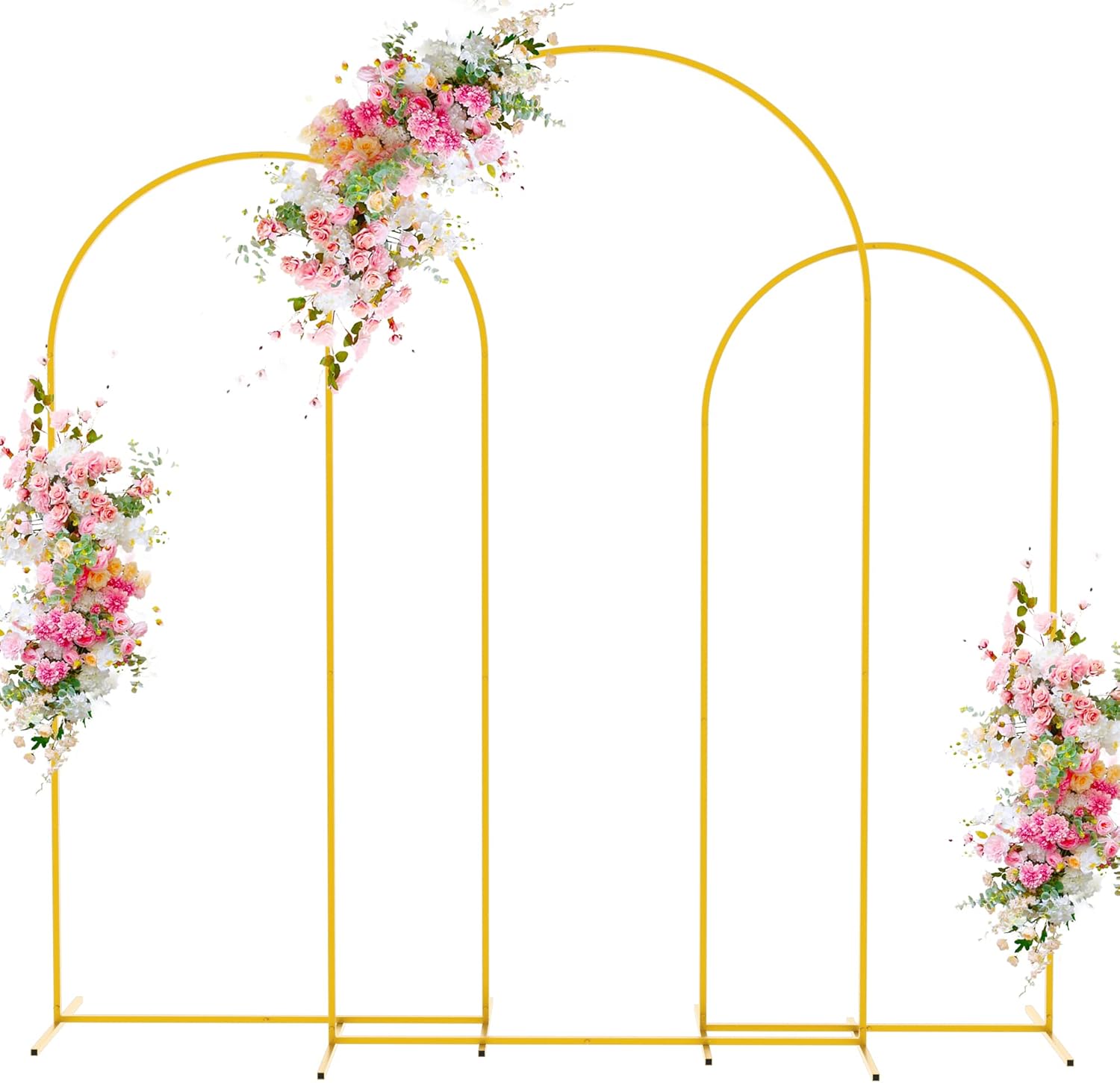 Wokceer Wedding Arch Backdrop Stand 7.2FT, 6.6FT, 6FT Set of 3 White Metal Wedding Arch Stand for Wedding Ceremony Baby Shower Birthday Party Garden Floral Balloon Arch Decoration