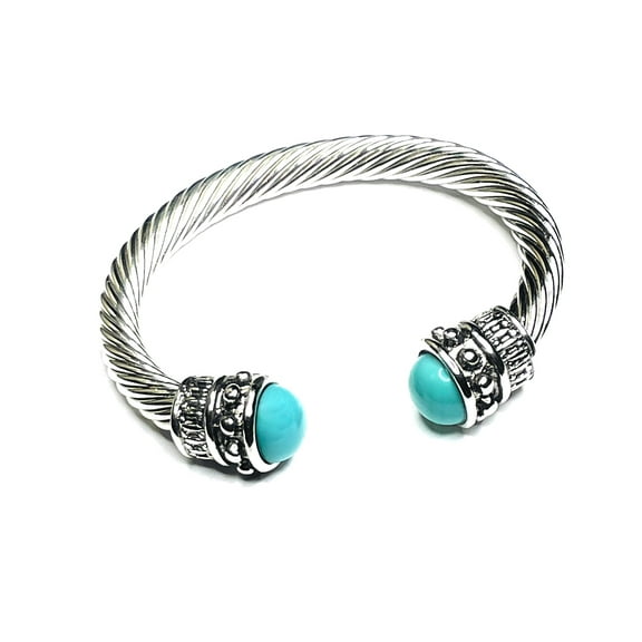 Woke Creations Womens Turquoise Fashion Jewelry Bangle Bracelet Silver in Gift Box